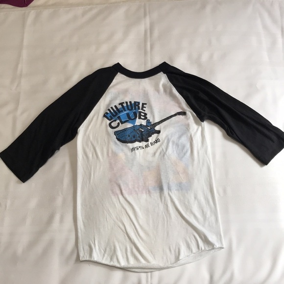 Vintage 1983 Culture Club Tee 3/4 Raglan Sleeve Tee Boy George Sz M Unisex White - Picture 16 of 17